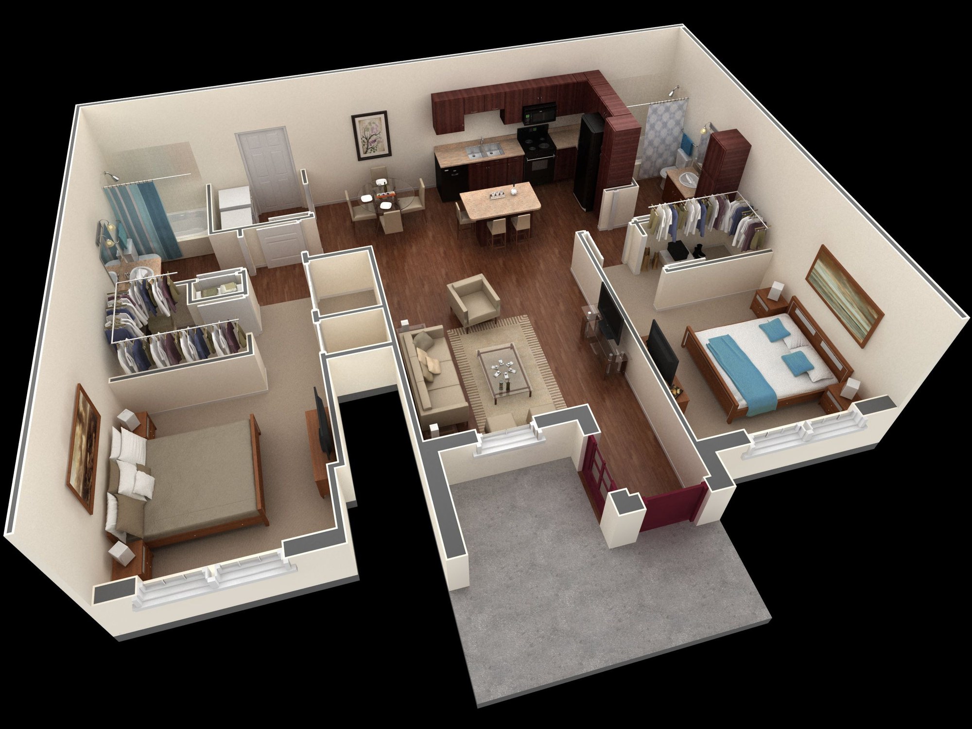Scientific layout for 4 typical 2-bedroom apartments - Photo 4.