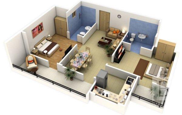 Scientific layout for 4 typical 2-bedroom apartments - Photo 6.