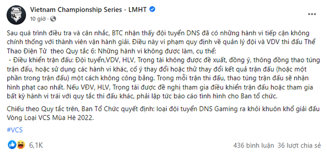 Nóng: BTC VCS đưa ra thông báo chính th…