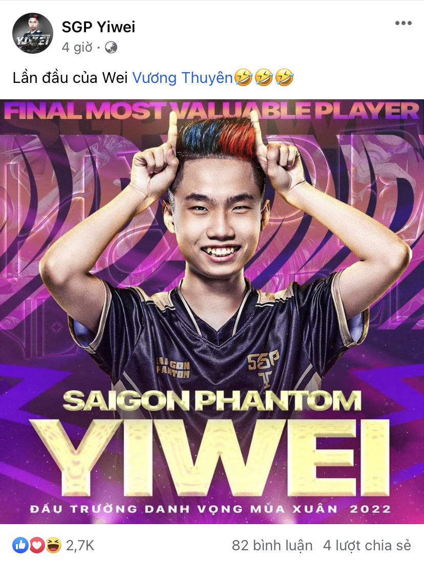 Winning the DTDV and winning the FMVP title, Yiwei still had to cry because his Facebook account was evaporated - Photo 1. Winning the DTDV and winning the FMVP title, Yiwei still had to cry because his Facebook account was evaporated - Photo 1.