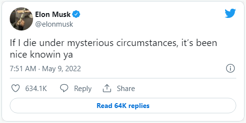 Đăng dòng tweet về khả năng chết trong các tình huống bí ẩn, Elon Musk lại khiến cộng đồng mạng dậy sóng - Ảnh 1.