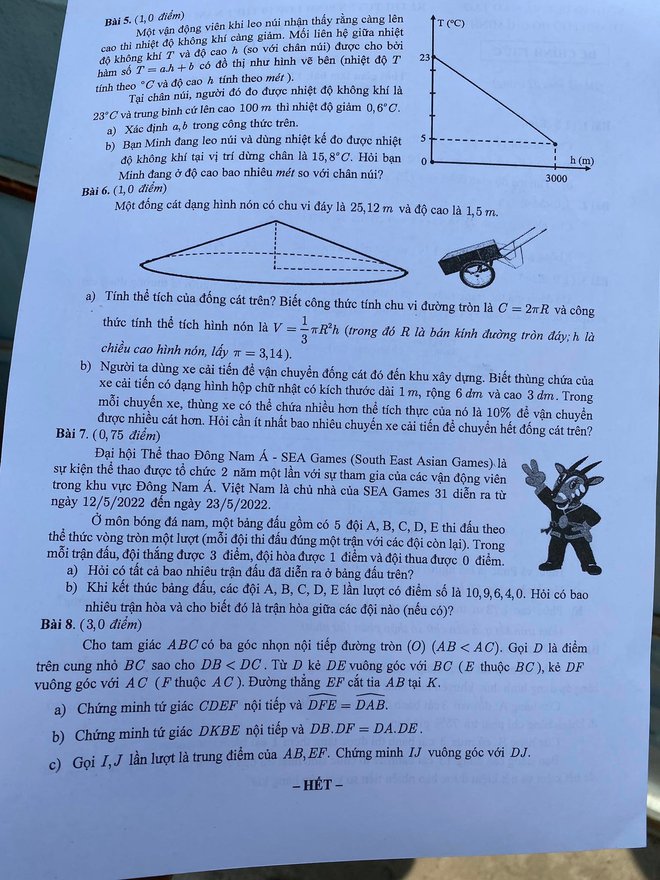 Đề Toán lớp 10 TP.HCM vừa sức, tính ứng dụng cao: Yêu cầu thí sinh tính toán chỉ số MBI và tỷ lệ trận đấu bóng đá hòa ở... SEA Games 31 - Ảnh 2.