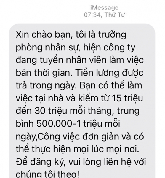 Nhiều nạn nhân dính bẫy lừa đảo vì bị dụ làm việc bán thời gian lương cao - Ảnh 1.