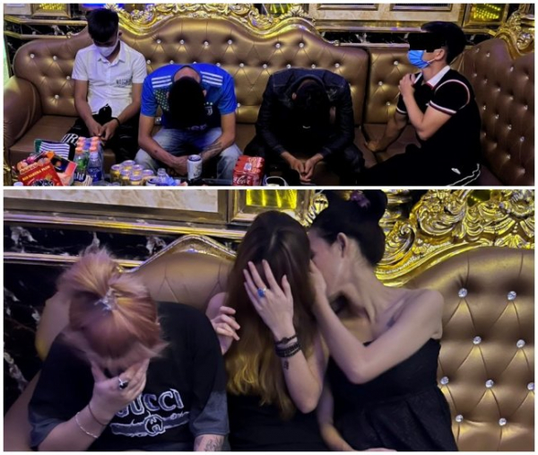 Bay lắc ở karaoke l&agrave;ng, đưa về trụ sở C&ocirc;ng an vẫn chưa hết ph&ecirc; - Ảnh 3.
