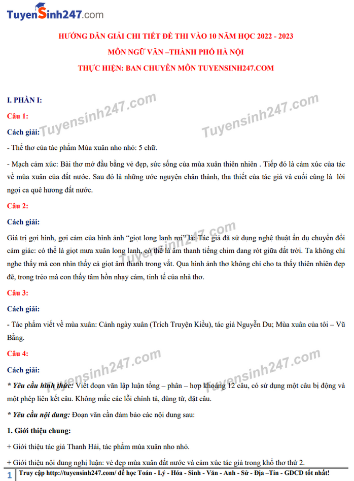 Đáp án môn Ngữ văn kỳ thi tuyển sinh vào lớp 10 Hà Nội năm 2022 - Ảnh 2. Đáp án môn Ngữ văn kỳ thi tuyển sinh vào lớp 10 Hà Nội năm 2022 - Ảnh 2.