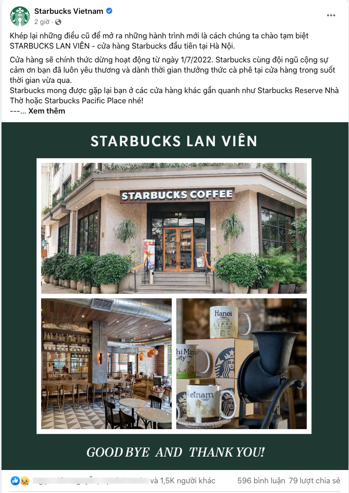 Chi nhánh Starbucks đầu tiên ở Hà Nội bất ngờ thông báo đóng cửa, giới trẻ tiếc nuối khi mất đi một địa điểm check-in huyền thoại - Ảnh 1. Chi nhánh Starbucks đầu tiên ở Hà Nội bất ngờ thông báo đóng cửa, giới trẻ tiếc nuối khi mất đi một địa điểm check-in huyền thoại - Ảnh 1.