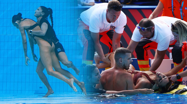 VĐV bơi ngất xỉu chìm xuống đáy bể khi đang tranh tài bị cấm thi ở giải vô địch thế giới, tình hình hiện tại gây chú ý - Ảnh 1.