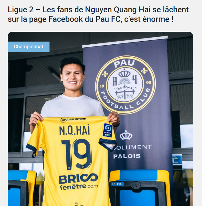 Báo Pháp hứng thú với bình luận văn mẫu từ fan Việt Nam trên trang chủ Pau FC - Ảnh 1.