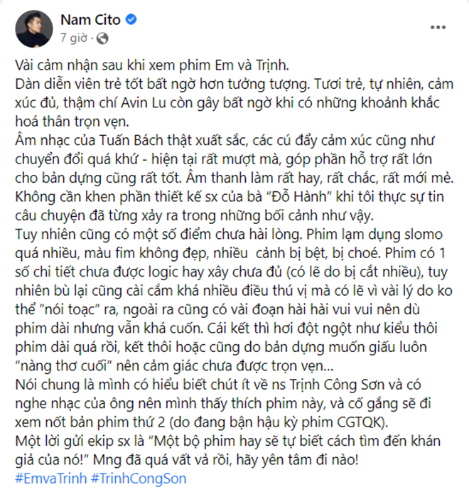 Kh&aacute;n giả đầu ti&ecirc;n review Em V&agrave; Trịnh: Khen hết lời bản phim ngắn, m&ecirc; nhất l&agrave; B&ugrave;i Lan Hương - Ho&agrave;ng H&agrave;  - Ảnh 4.