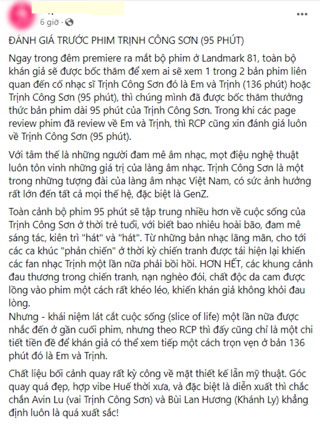 Kh&aacute;n giả đầu ti&ecirc;n review Em V&agrave; Trịnh: Khen hết lời bản phim ngắn, m&ecirc; nhất l&agrave; B&ugrave;i Lan Hương - Ho&agrave;ng H&agrave;  - Ảnh 7.