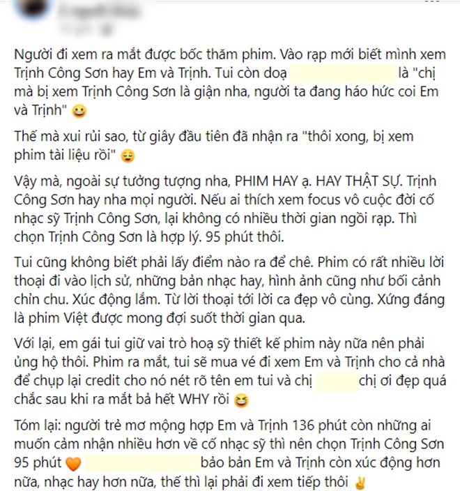 Kh&aacute;n giả đầu ti&ecirc;n review Em V&agrave; Trịnh: Khen hết lời bản phim ngắn, m&ecirc; nhất l&agrave; B&ugrave;i Lan Hương - Ho&agrave;ng H&agrave;  - Ảnh 10.