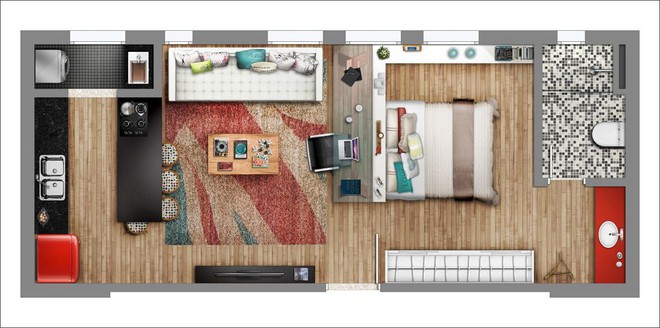 15 mẫu căn hộ một phòng ngủ rất lý tưởng cho người độc thân và vợ chồng trẻ - Ảnh 6.