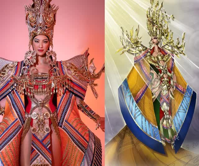 Cận cảnh trang phục dân tộc nặng 30kg của Kim Duyên tại Miss Supranational 2022 - Ảnh 2.