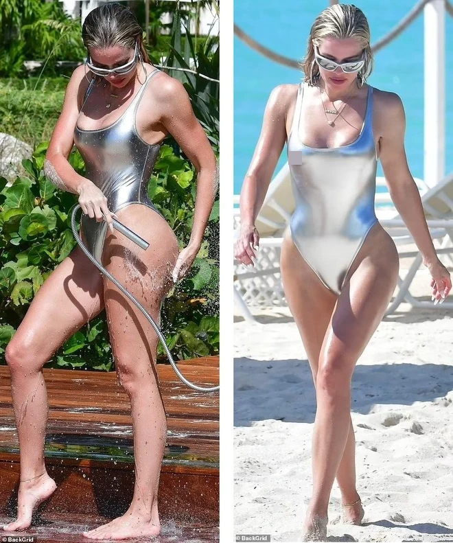 Kim Kardashian diện bikini bé xíu ‘đọ dáng’ với em gái Khloe trên bãi biển - Ảnh 4.