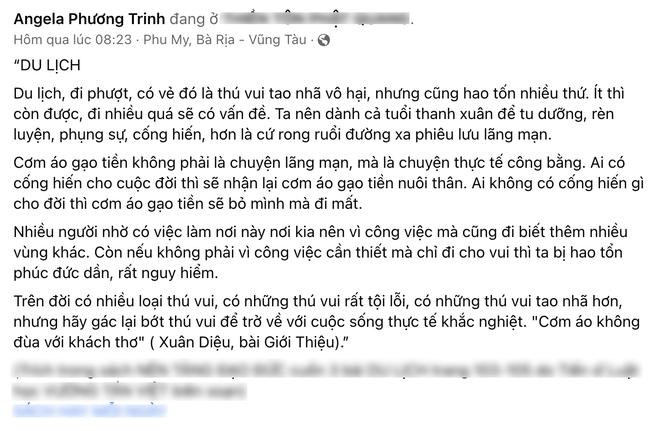 Sao nữ với quan điểm du lịch nhiều sẽ hao tổn phúc đức khiến người mê xê dịch phản bác dữ dội vì góc nhìn này quá phiến diện - Ảnh 1.