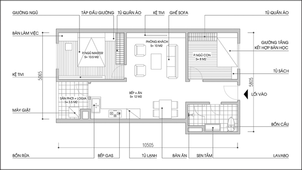 Bố tr&iacute; nội thất cho căn hộ diện t&iacute;ch 61m&sup2; cho gia đ&igrave;nh 3 người - Ảnh 2.