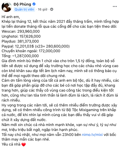Độ Mixi - Chàng streamer nổi tiếng và chăm làm từ thiện bậc nhất làng game Việt - Ảnh 5.