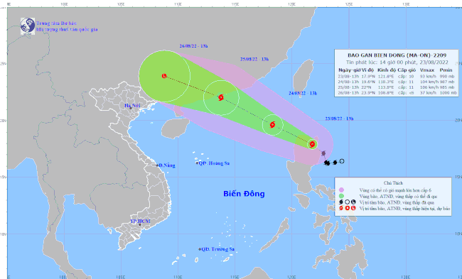 Đêm 23/8, bão Ma-on sẽ đi vào phía Bắc của Biển Đông - Ảnh 1.
