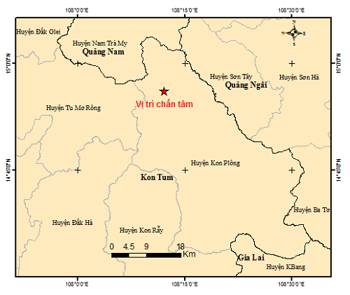 Liên tiếp xảy ra 5 trận động đất tại Kon Tum - Ảnh 1.