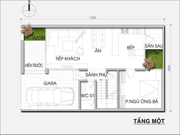 Tư vấn thiết kế nhà ống 3 tầng với nhiều khoảng xanh - Ảnh 1.