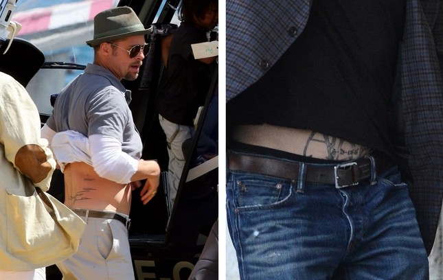 Brad Pitt lộ những hình xăm lớn trên lưng  Ngôi sao