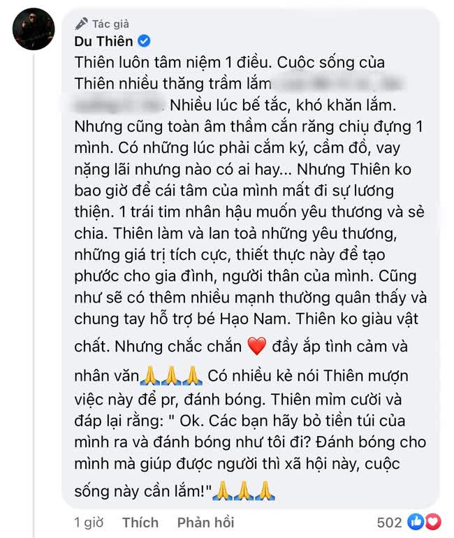 Du Thi&ecirc;n ủng hộ gia đ&igrave;nh b&eacute; ở Đồng Th&aacute;p 20 triệu, phản ứng của netizen thế n&agrave;o? - Ảnh 5.