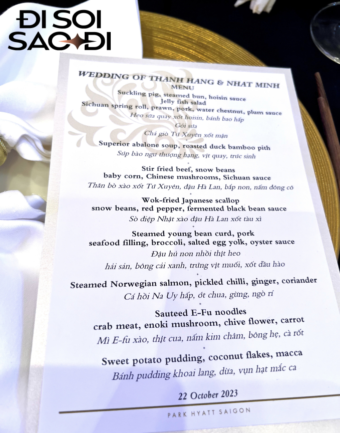 Menu tiệc cưới