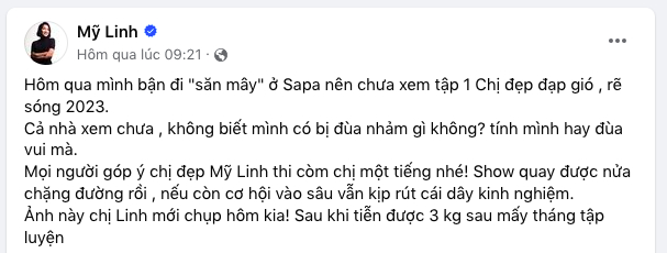 Mỹ Linh đăng đàn nhắc thẳng chuyện đùa nhảm với Lệ Quyên, làm lộ luôn kết quả show Chị đẹp đạp gió rẽ sóng - Ảnh 2.