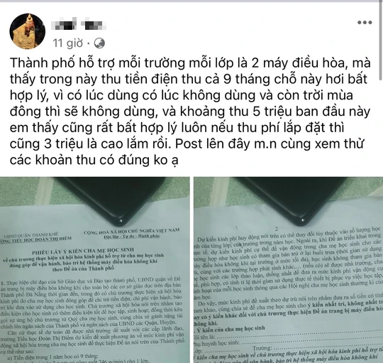 Đ&agrave; Nẵng: Thực hư th&ocirc;ng tin trường thu mỗi lớp 5 triệu đồng lắp m&aacute;y điều h&ograve;a - Ảnh 2.