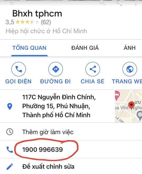 Số điện thoại của cơ quan BHXH bị làm giả trên trang Google Map - Ảnh 1.