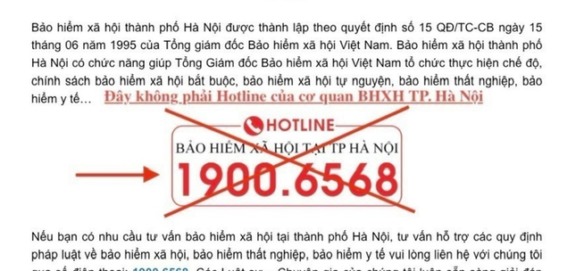 Cảnh báo giả mạo đường dây nóng của Bảo hiểm Xã hội Thành phố Hà Nội - Ảnh 1.