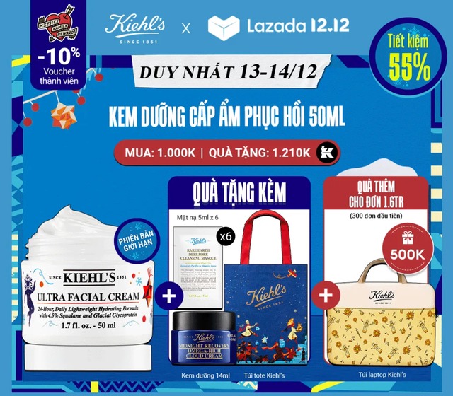 Brand mỹ phẩm high-end tung deal xịn cuối năm: Kiehls tặng quà trị giá hơn 1 triệu, Shiseido, MAC... sale tưng bừng - Ảnh 1.