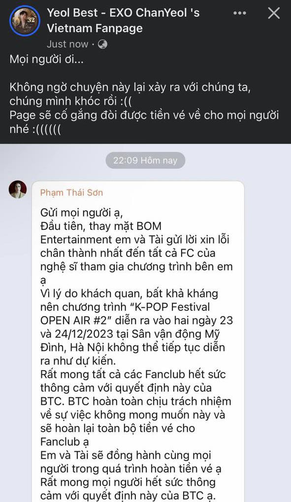 Thêm Tóc Tiên và nhóm Hàn báo huỷ show, BTC xác nhận concert Giáng sinh Mỹ Đình sẽ không diễn ra và hứa hoàn tiền vé cho fan? - Ảnh 2.