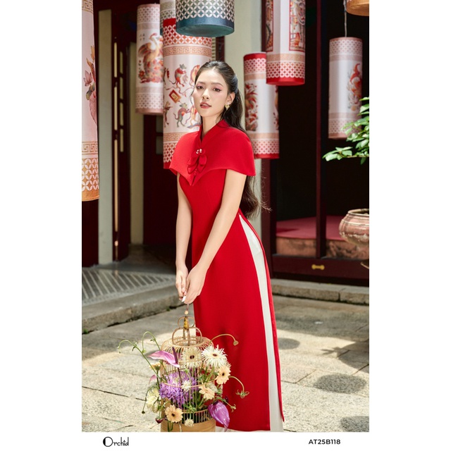 9 mẫu áo dài đỏ diện Tết: Thanh lịch, nền nã giúp chị em hóa nàng thơ, giá chỉ từ 685.000 VNĐ - Ảnh 7.