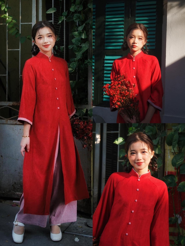 9 mẫu áo dài đỏ diện Tết: Thanh lịch, nền nã giúp chị em hóa nàng thơ, giá chỉ từ 685.000 VNĐ - Ảnh 16.