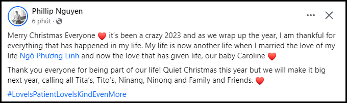 Thiếu gia Phillip Nguyễn tổng kết năm 2023, lần đầu chia sẻ về cuộc sống sau khi kết hôn với Linh Rin và cột mốc đón ái nữ - Ảnh 3.