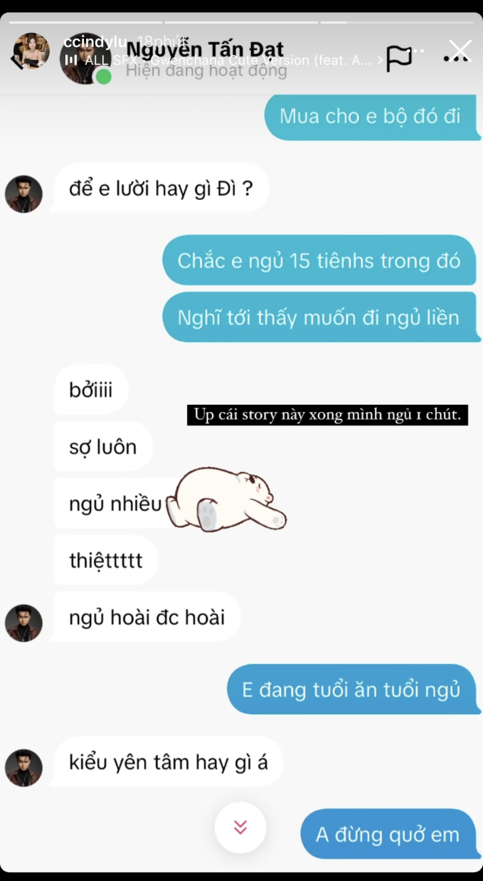 Cindy Lư khoe tin nhắn l&agrave;m nũng Đạt G, đ&agrave;ng trai lộ th&aacute;i độ 3 phần bất lực, 7 phần cưng chiều - Ảnh 2.
