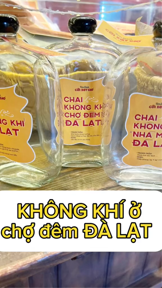 Cửa tiệm bán không khí Đà Lạt đóng chai gây xôn xao (Nguồn: TikTok @tiembanhcoixaygio)