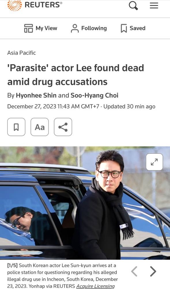 Truyền thông thế giới rúng động trước tin Lee Sun Kyun qua đời: Một biểu tượng của màn ảnh Hàn đã ra đi - Ảnh 3.