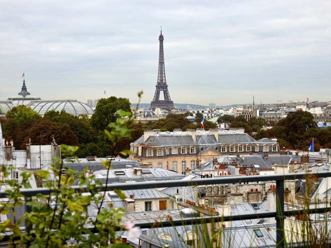 Khu vườn trên mái xanh mướt với tầm nhìn thẳng ra tháp Eiffel - Ảnh 1.