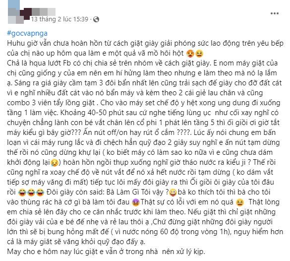 D&ugrave;ng m&aacute;y giặt vệ sinh gi&agrave;y, nữ nh&acirc;n ng&atilde; ngửa v&igrave; c&aacute;i kết đắng - Ảnh 2.