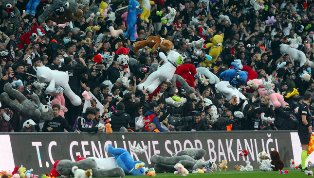 Mưa thú nhồi bông trong trận đấu bóng đá Thổ Nhĩ Kỳ - Ảnh 1.