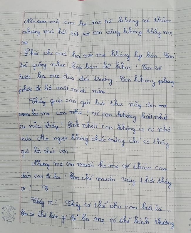 Cha mẹ ly hôn rồi có hạnh phúc mới, cô bé lớp 9 viết thư đầy xót xa gửi thầy giáo cũ: Sinh nhật con chẳng còn ai nhớ tới, con ước có ba có mẹ như bao người - Ảnh 3.