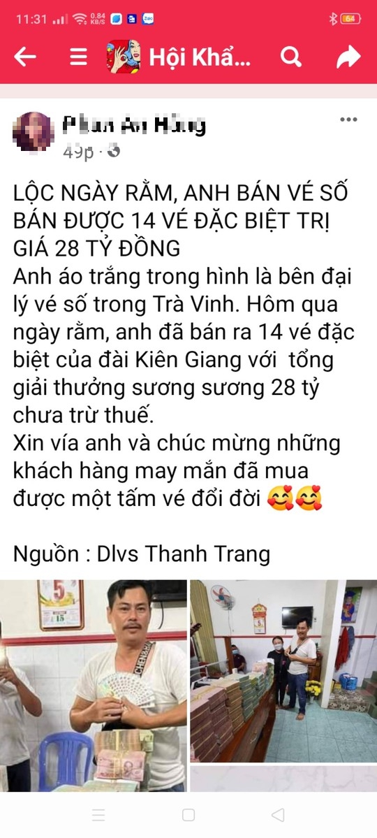 NÓNG: Xôn xao đại lý bán 14 tờ vé số trúng giải đặc biệt, trị giá 28 tỉ đồng - Ảnh 1.