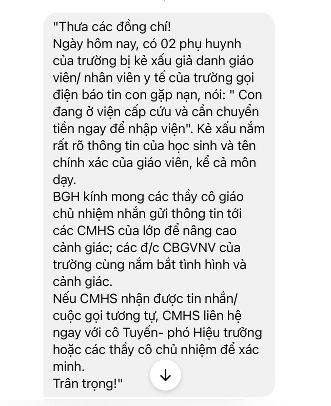 Chiêu lừa chuyển tiền gấp để phẫu thuật cho con: Hiệu trưởng phải làm gì? - Ảnh 1.