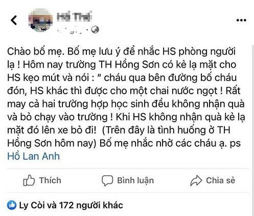 Xôn xao thông tin hai thanh niên lạ mặt nghi bắt cóc trẻ em ở trường học - Ảnh 1.