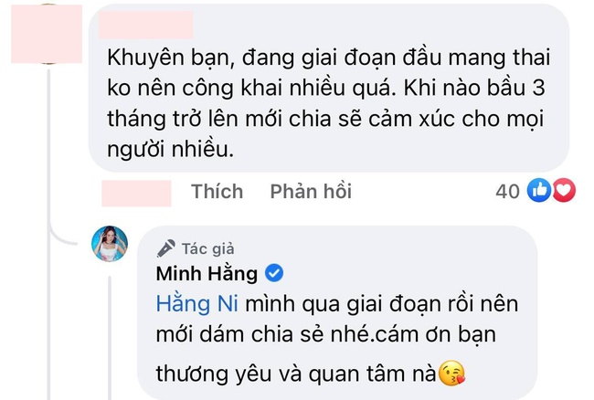 Minh Hằng lên tiếng khi bị góp ý về việc không nên công khai chuyện mang thai quá sớm  - Ảnh 1.