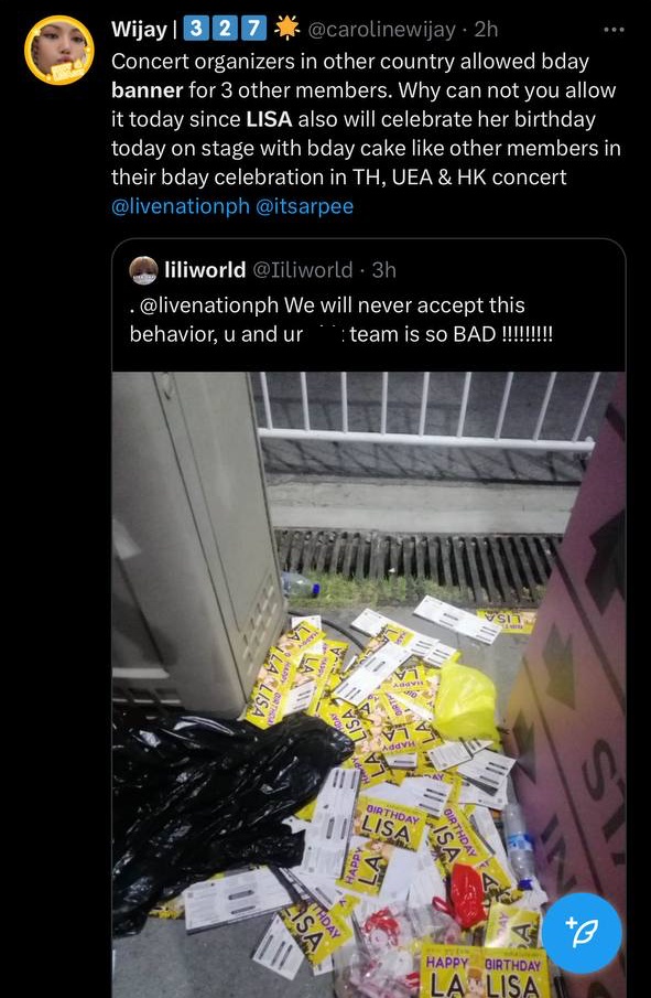Fan quốc tế phẫn nộ vì BTC concert BLACKPINK tịch thu, vứt banner của Lisa dưới đất - Ảnh 3.