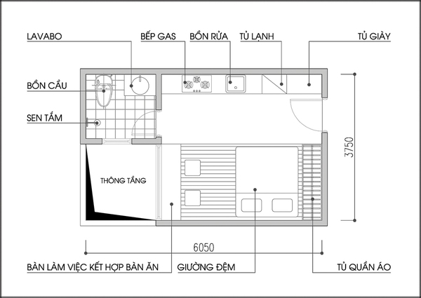 Tư vấn bố trí nội thất căn hộ 17m² hợp lý cho 2 người - Ảnh 2.