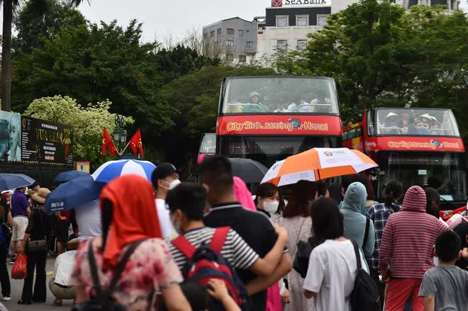 Người Hà Nội xếp hàng dưới mưa nhiều giờ đồng hồ để đi xe buýt 2 tầng miễn phí - Ảnh 3.